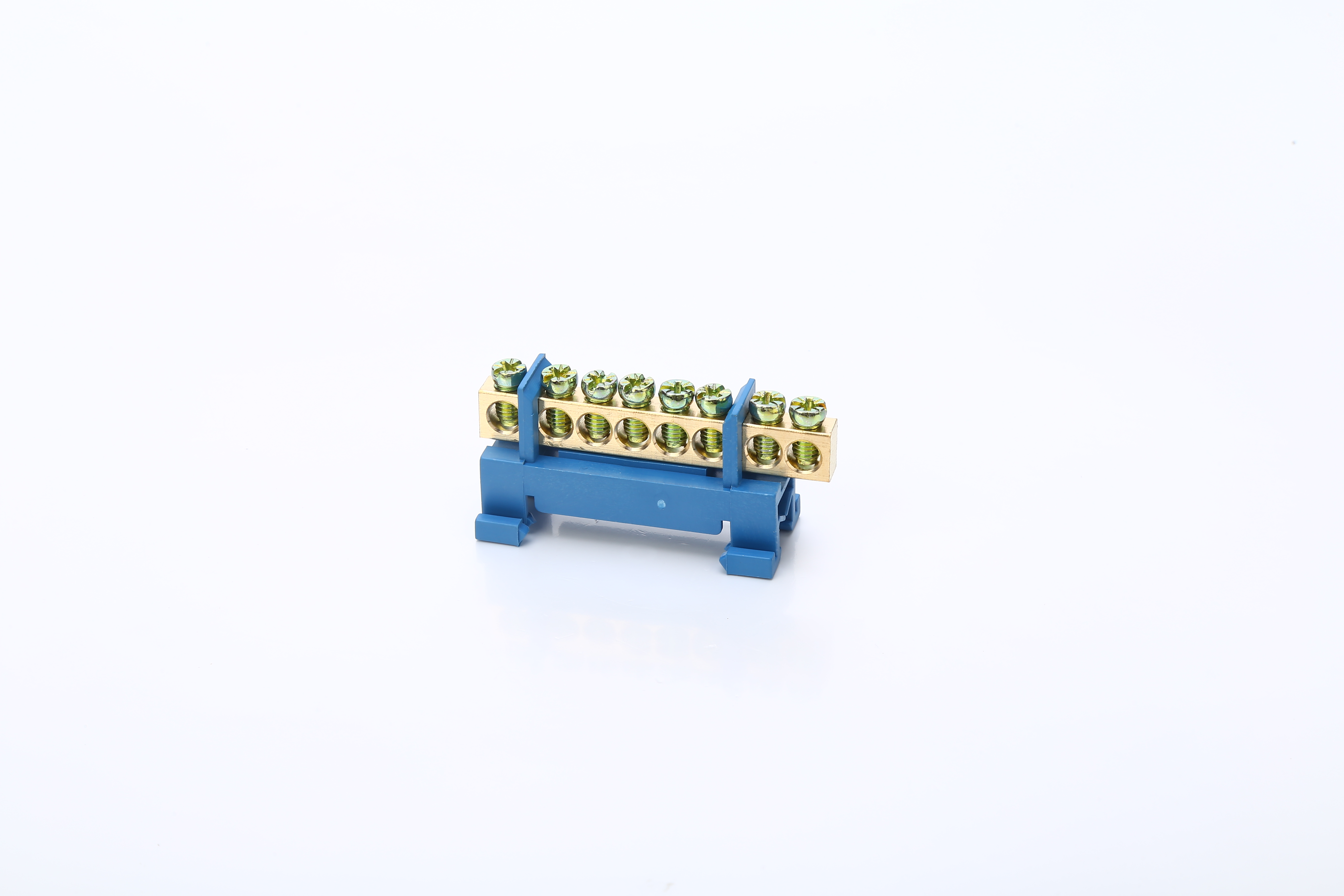 Синий винтовой латунный разъем Клеммная колодка для DIN-рейки Блоки заземления и нейтрали 8-контактная распределительная коробка Медная клеммная колодка