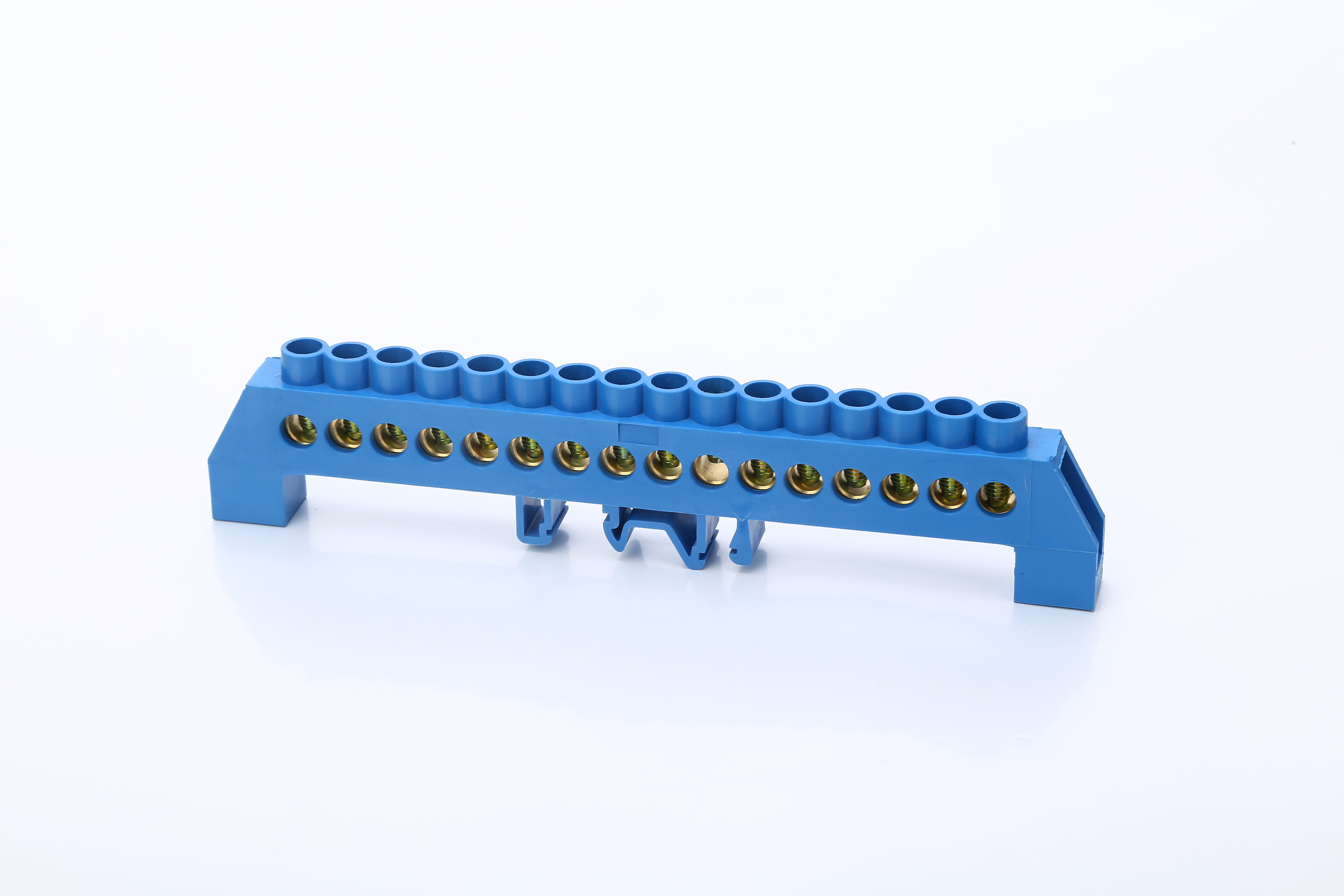 16P Медный мостовой тип Рельсовая клемма Синие винты с нулевой линией Ряд соединения Электрическая клеммная колодка Соединительная полоса